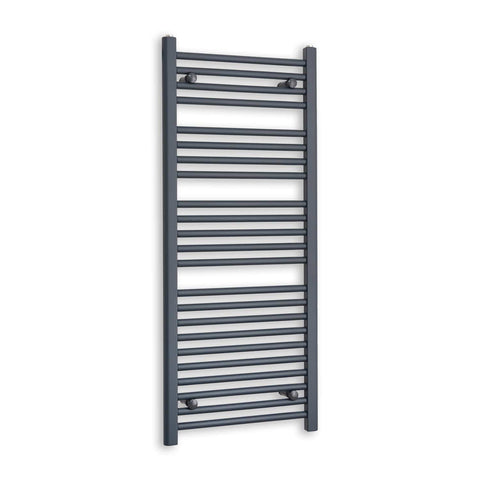 Without Valves 1200 x 500 Heated Straight Anthracite Towel Radiator