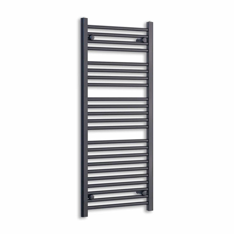Matt Black Heated Towel Rail Dimensions - 500mm Pipe Centre, 550mm Overall Width