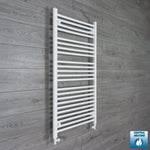 With Straight Inline Valves 1200 x 700 Heated Towel Rail Radiator Flat White Central Heating