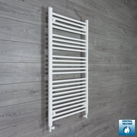 With Straight Inline Valves 1200 x 700 Heated Towel Rail Radiator Flat White Central Heating