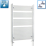 With Straight Inline Valves 1200 x 900 Heated Straight Towel Rail Radiator Chrome