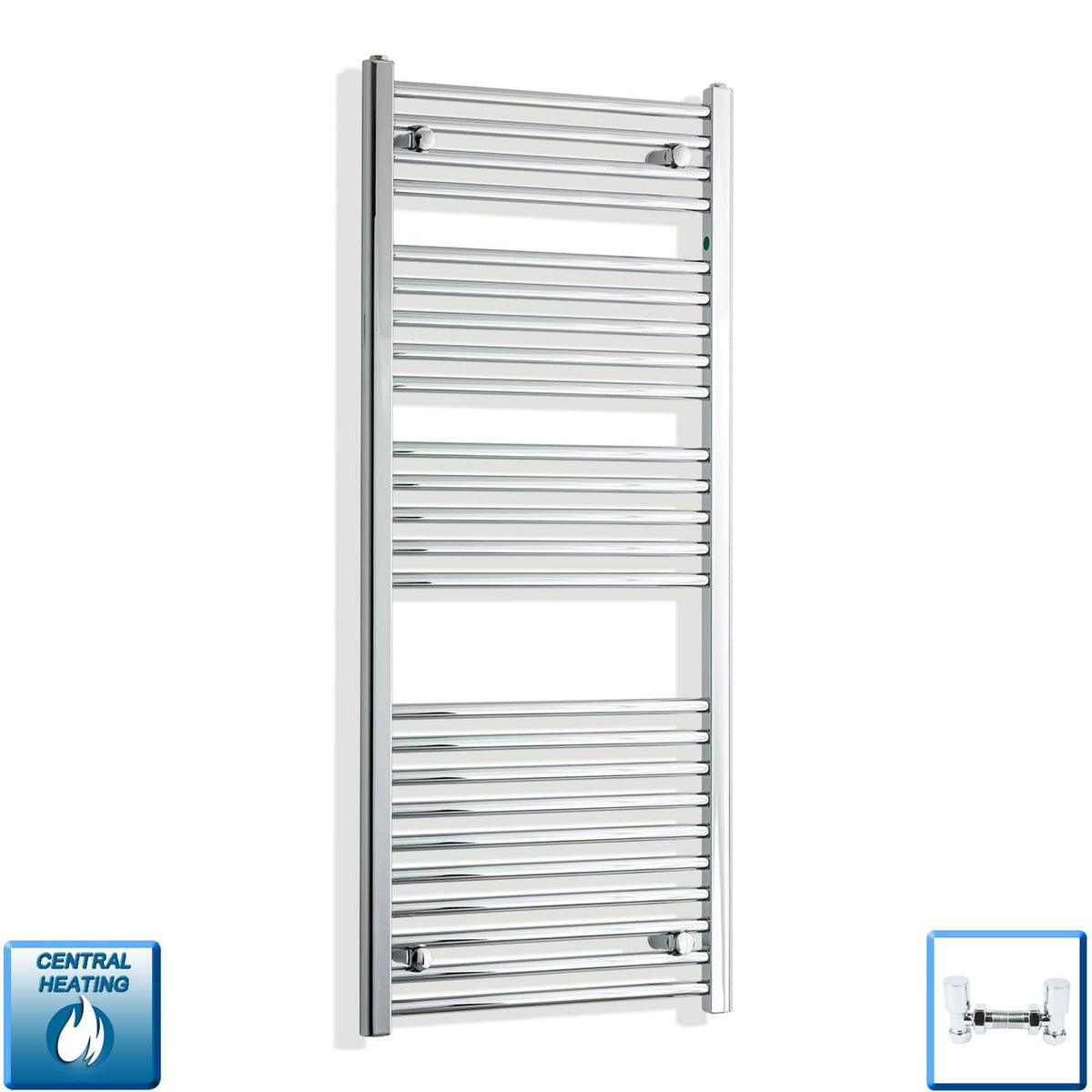 With Angled Valves 1300 x 550 Heated Flat Towel Radiator Chrome Central Heating