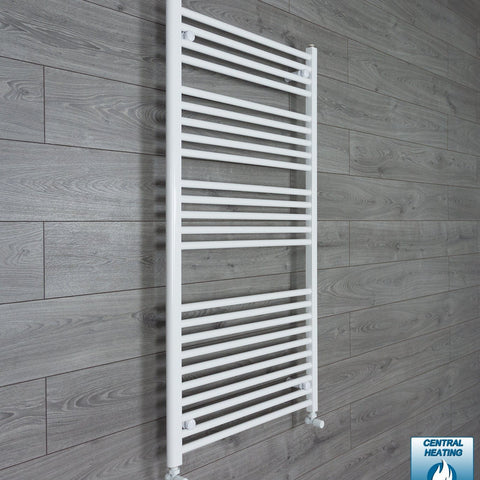 With Angled Valves 1300 x 750 Heated Towel Rail Radiator Flat White Central Heating