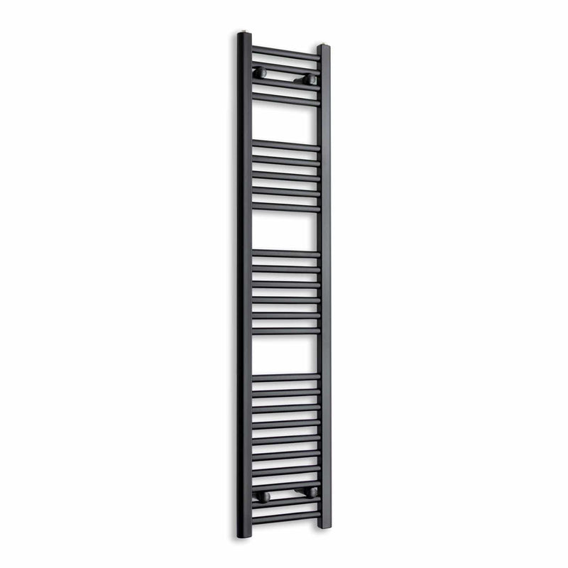 Without Valves 1400 mm High x 300 mm Wide Heated Towel Radiator Flat Black