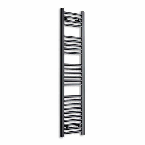 Without Valves 1400 mm High x 300 mm Wide Heated Towel Radiator Flat Black