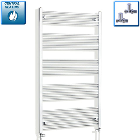 Without Valves 1400 mm High x 750 mm Wide Heated Straight Towel Rail Chrome