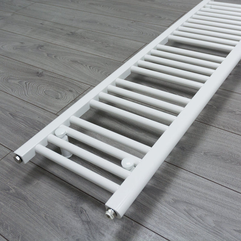 White Heated Towel Rail Dimensions - 300mm Pipe Centre, 350mm Overall Width