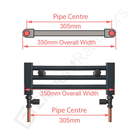 1400 x 350 Heated Towel Rail Radiator Flat White