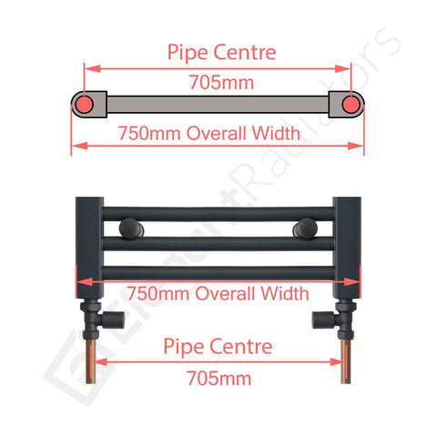 1400 x 750 Heated Towel Rail Radiator Flat White Central Heating