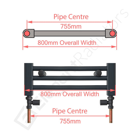 1400 x 800 Heated Towel Rail Radiator Flat White Central Heating