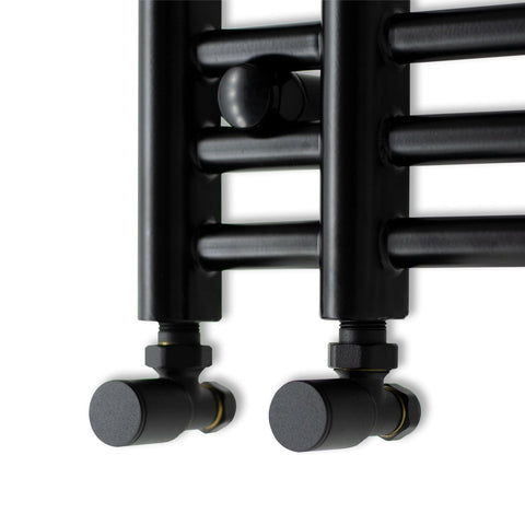 With Angled Valves 1500 mm High x 500 mm Wide Difta Heated Towel Radiator Flat Black