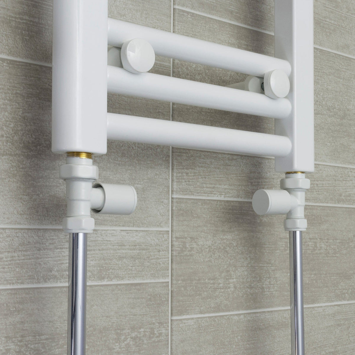 With Straight Inline Valves 1500 x 700 Heated Towel Rail Radiator Flat White Central Heating