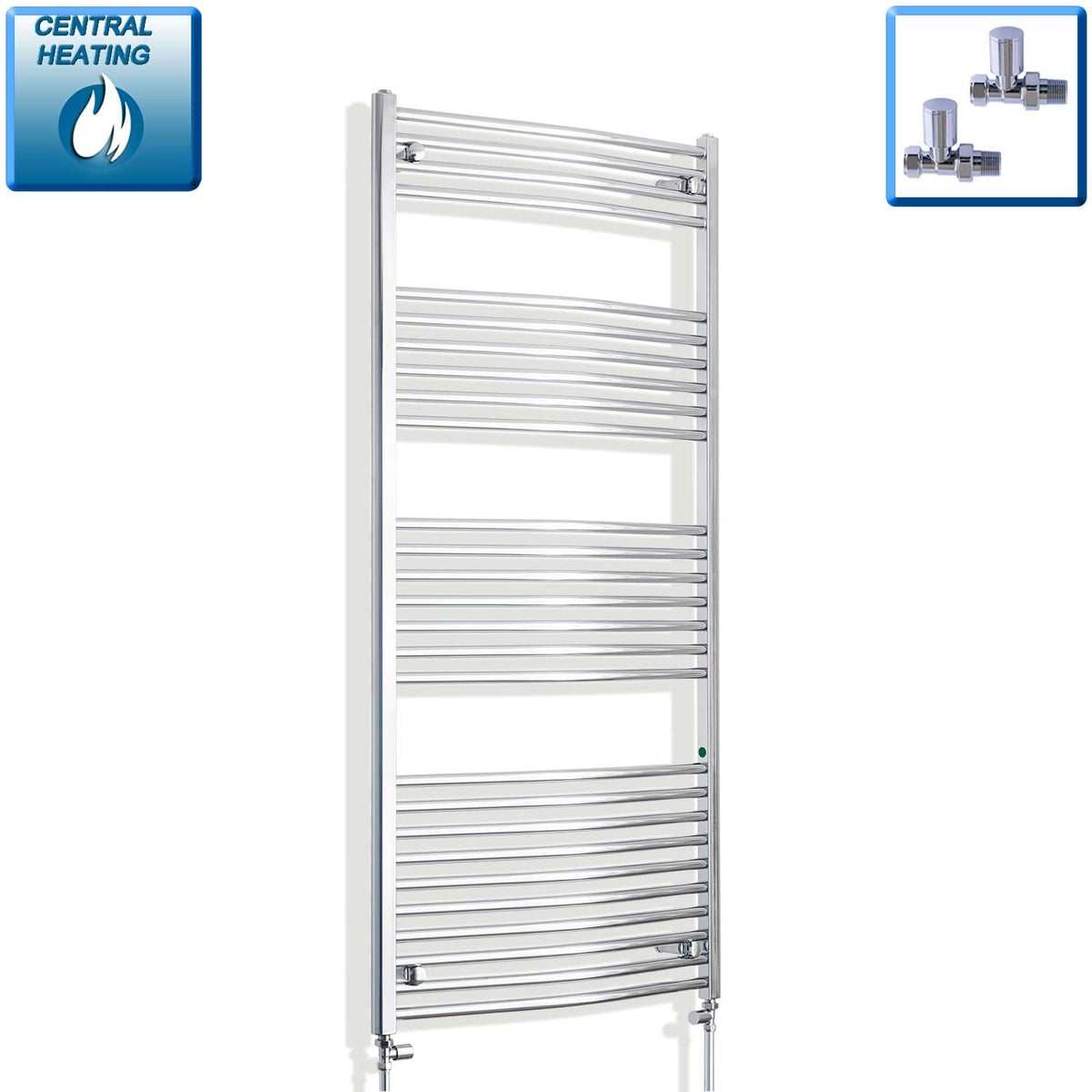 1600 mm High x 750 mm Wide Heated Curved Towel Rail Radiator Chrome