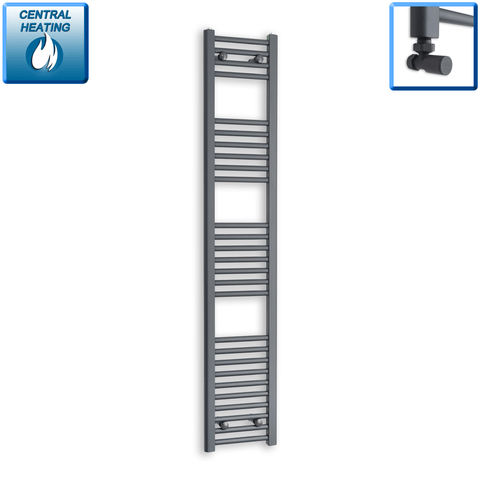 With Angled Valves 1600 x 300 Heated Straight Anthracite-Sand Grey Towel Rail