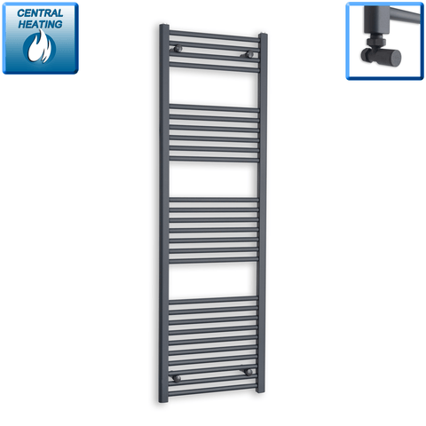 With Angled Valves 1600 x 400  Heated Straight Anthracite-Sand Grey Towel Rail