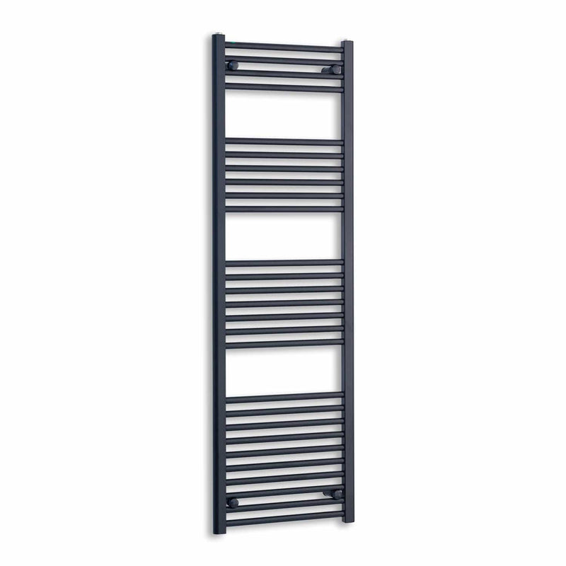 Matt Black Heated Towel Rail Dimensions - 500mm Pipe Centre, 550mm Overall Width