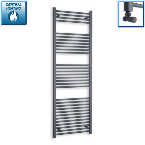 With Angled Valves 1600 x 600 Heated Straight Anthracite-Sand Grey Towel Rail