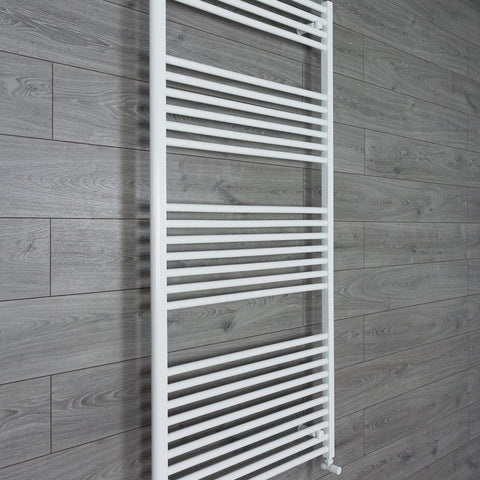 With Angled Valves 1600 x 750 Heated Towel Rail Radiator Flat White Central Heating