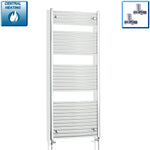 With Straight Inline Valves 1700 x 700 Heated Straight Towel Radiator Chrome