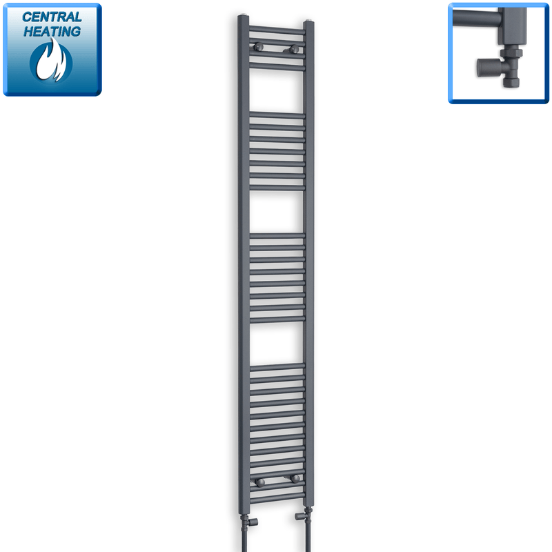 With Straight Inline Valves 1800 x 300 Heated Straight Anthracite-Sand Grey Towel Rail