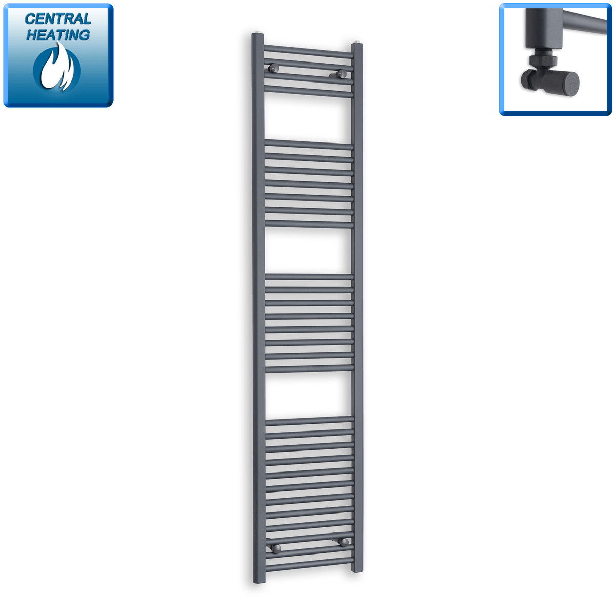 With Angled Valves 1800 x 400 Heated Straight Anthracite-Sand Grey Towel Rail