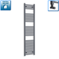 With Angled Valves 1800 x 500 Heated Straight Anthracite Towel Rail
