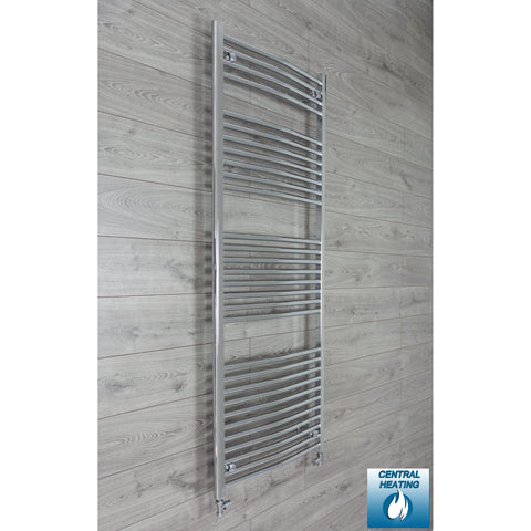 With Straight Inline Valves 1800mm High 750mm Wide Heated Curved Towel Radiator Chrome