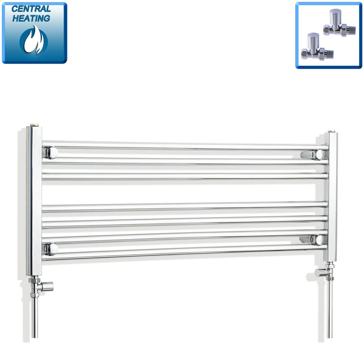 Without Valves 400 mm High 1000 mm Wide Chrome Towel Rail Central Heating