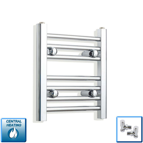 With Angled Valves 400 mm High 300 mm Wide Chrome Towel Rail Central Heating