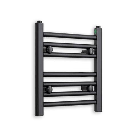 Without Valves 400 mm High x 300 mm Wide Flat Black Heated Towel Radiator