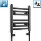 With Straight Inline Valves 400 mm High x 300 mm Wide Flat Black Heated Towel Radiator