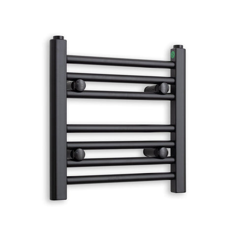 Without Valves 400 mm High x 400 mm Wide Flat Black Heated Towel Radiator