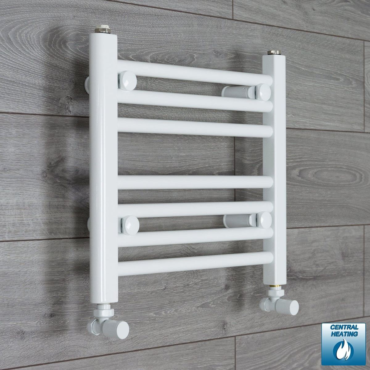 With Angled Valves 400 mm High x 500 mm Wide Towel Rail Radiator Flat White