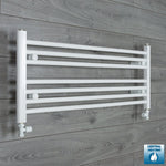 With Straight Inline Valves 400 x 1000 Heated Towel Rail Radiator Flat White Central Heating