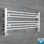 With Straight Inline Valves 400 x 1000 Heated Towel Rail Radiator Flat White Central Heating