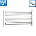 With Angled Valves 400 x 800 Heated Straight Towel Rail Radiator Chrome