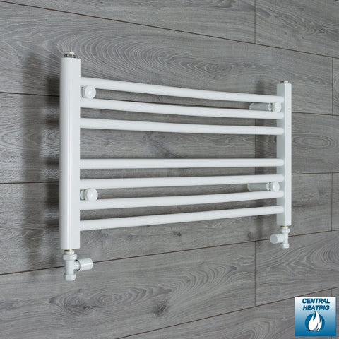 With Straight Inline Valves 400 x 800 Heated Towel Radiator Flat White Central Heating