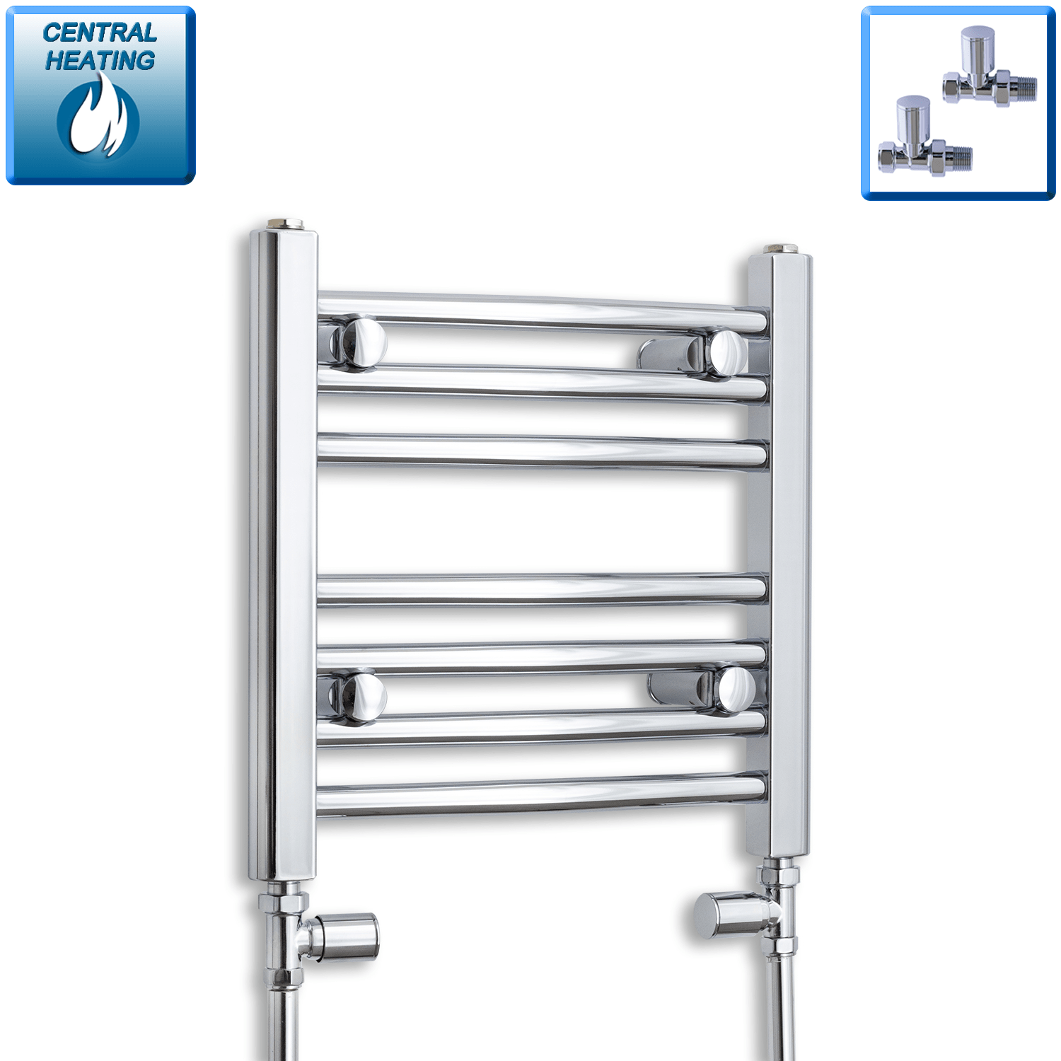 400 mm High x 500 mm Wide Heated Straight Towel Rail Chrome