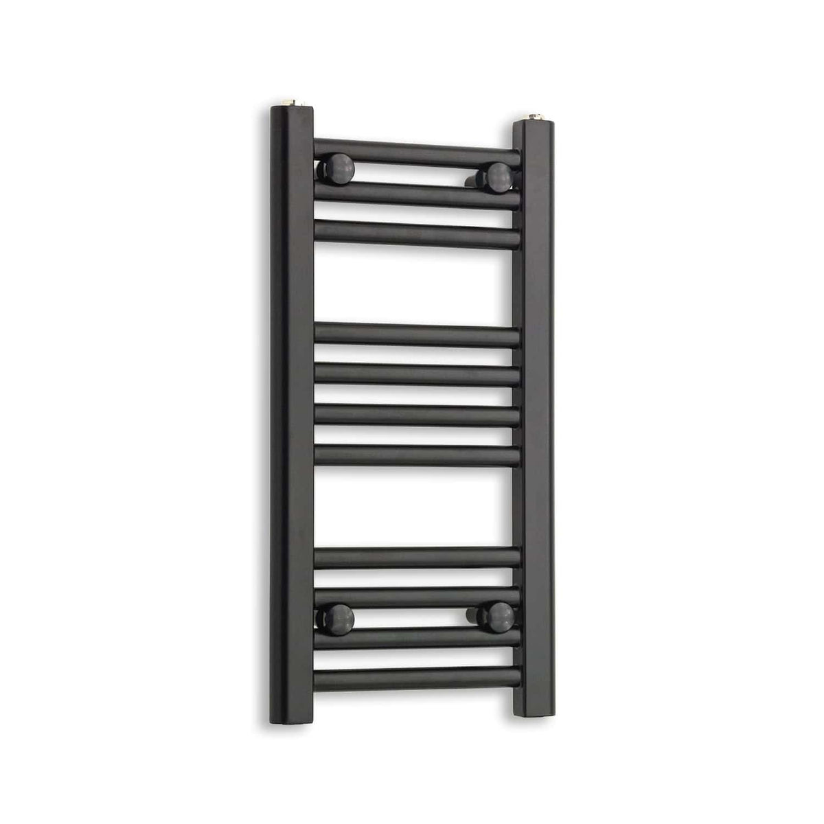 Without Valves 600 mm High x 300 mm Wide Flat Black Heated Towel Radiator