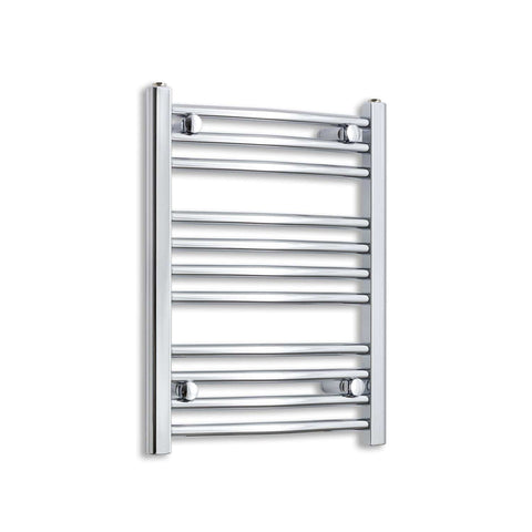 Without Valves 600 mm High x 450 mm Wide Heated Curved Towel Rail Radiator Chrome