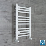 With Angled Valves 600 mm High x 500 mm Wide Heated Towel Rail Radiator Flat White
