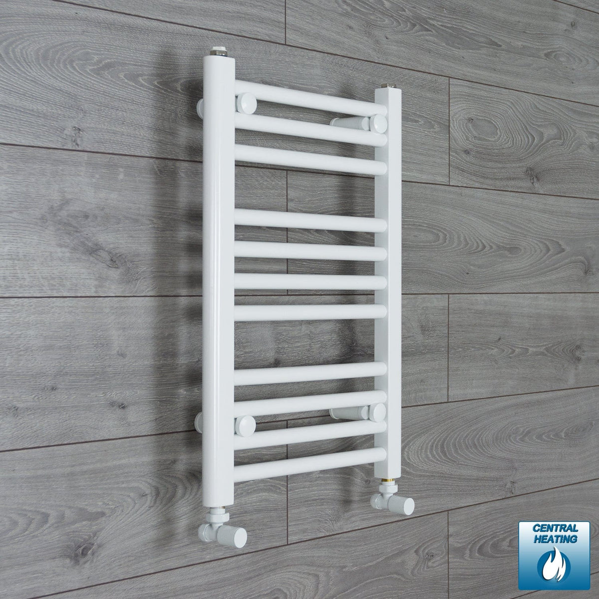 With Angled Valves 600 mm High x 500 mm Wide Heated Towel Rail Radiator Flat White