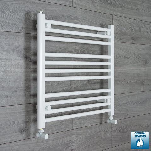 With Angled Valves 600 mm High x 600 mm Wide Heated Towel Rail Radiator Flat White