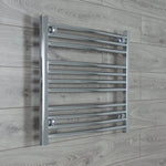 Without Valves 600 mm High x 750 mm Wide Heated Curved Towel Rail Radiator Chrome