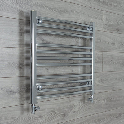 600 mm High x 750 mm Wide Heated Curved Towel Rail Radiator Chrome