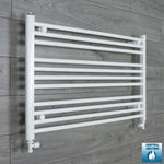 With Straight Inline Valves 600 x 1000 Heated Towel Rail Radiator Flat White Central Heating