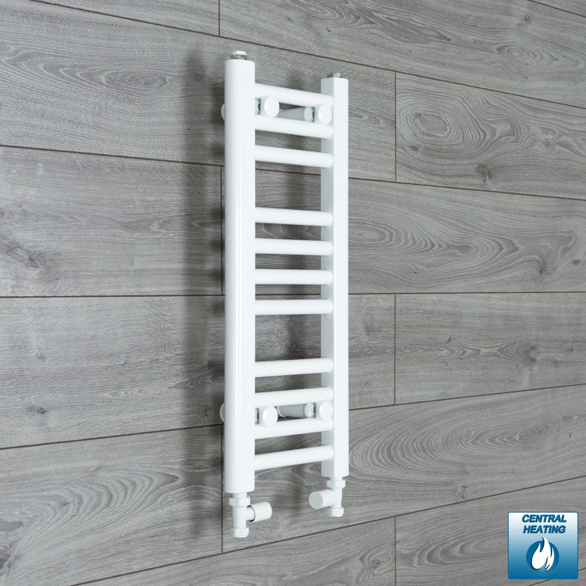 With Straight Inline Valves 600 x 200 Heated Towel Rail Radiator Flat White