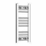 Without Valves 600 x 250 Heated Straight Towel Rail Radiator Chrome
