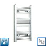 With Angled Valves 600 x 350 Heated Straight Towel Rail Radiator Chrome