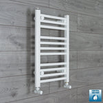 With Angled Valves 600 x 350 Heated Towel Rail Radiator Flat White